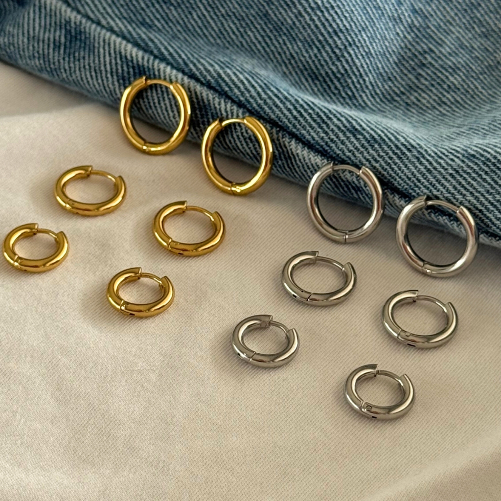 Escolha seu - Kit 3 Brincos Argolinhas Mulher Aço Inoxidável À prova d’água Hipoalergênicos Presente em Oferta na Shopee