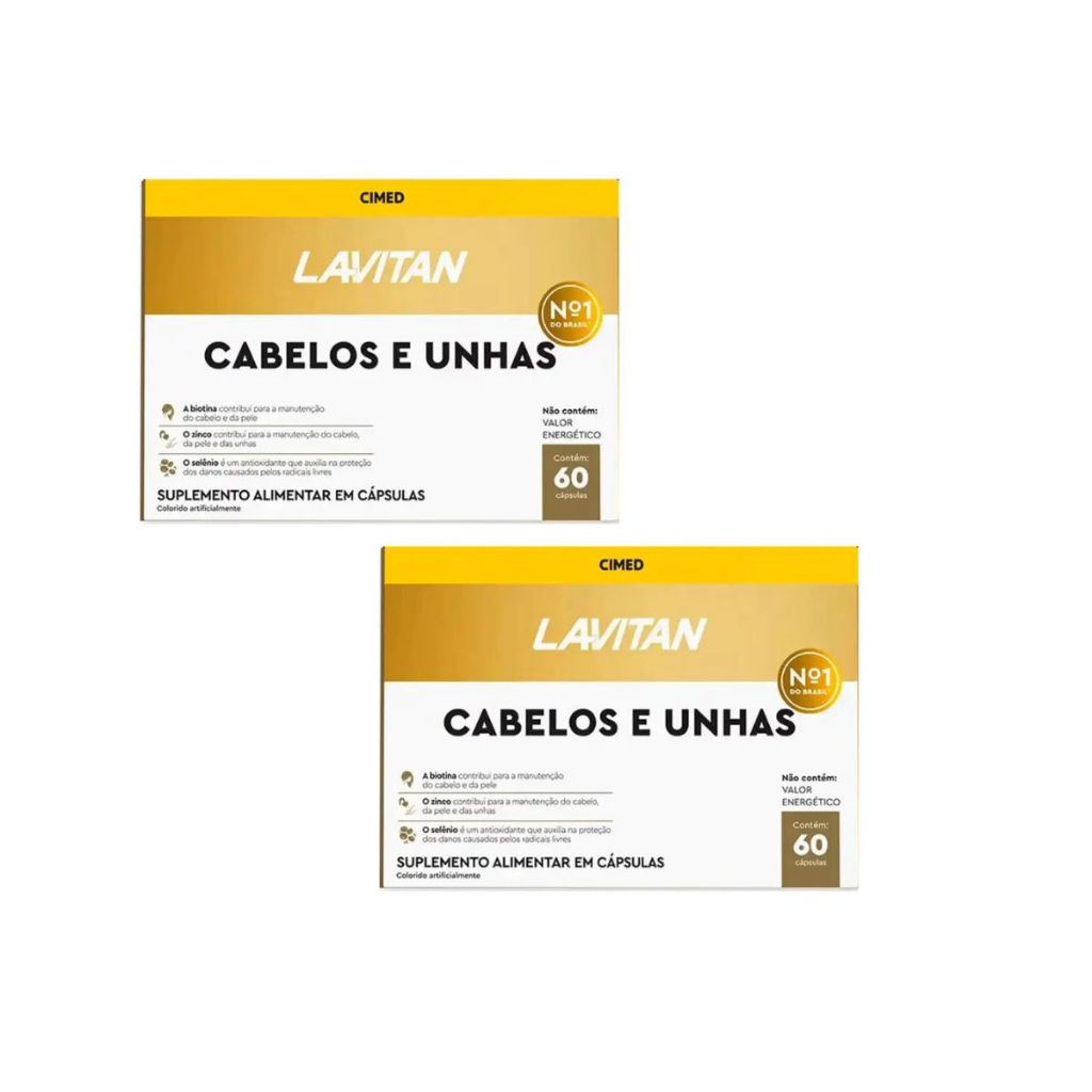 Kit 2x Lavitan Cabelos e Unhas 60 Cápsulas | Original Cimed | Força, Crescimento e Beleza