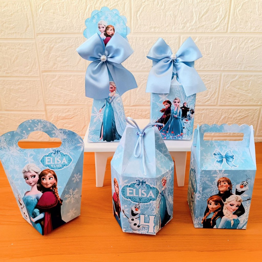 PEGUE E MONTE - Kit Personalizado FROZEN - Ana ou Elza - Lembrancinha Caixas para festa de menina princesa em Oferta na Shopee
