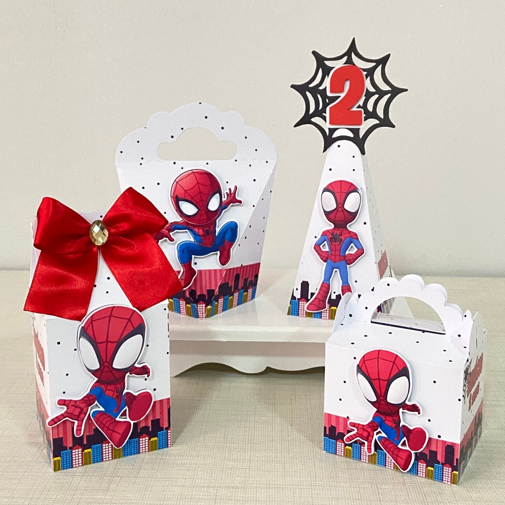 Kit Festa Homem Aranha Personalizado/ Lembrancinhas /Caixinhas / Festa/ Decoração / Milk/Pirâmide/Maletinha