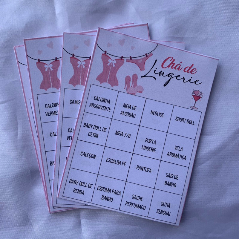 Bingo Chá de Lingerie - com 52/80/100/120 cartelas avulsas em Oferta na Shopee