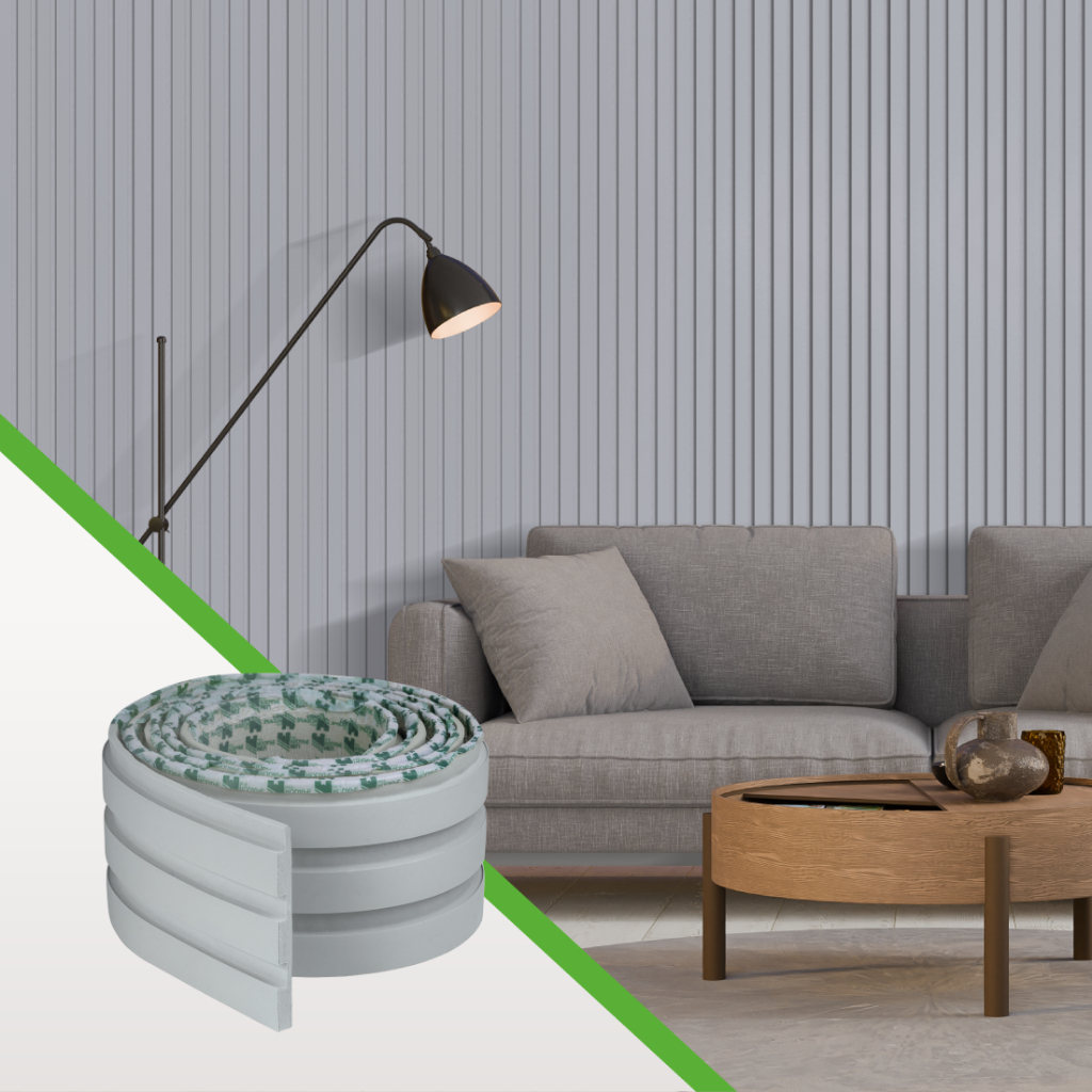 Painel Ripado Laminado de EVA Autocolante Cor Cinza | Linha Play