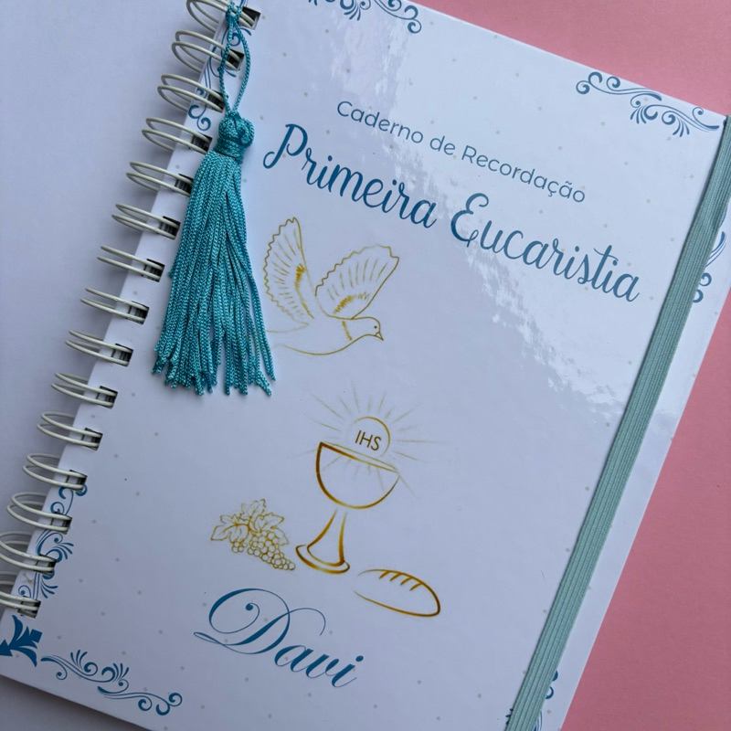 Caderno personalizado para Primeira Comunhão (Primeira Eucaristia) - Menina ou Menino em Oferta na Shopee