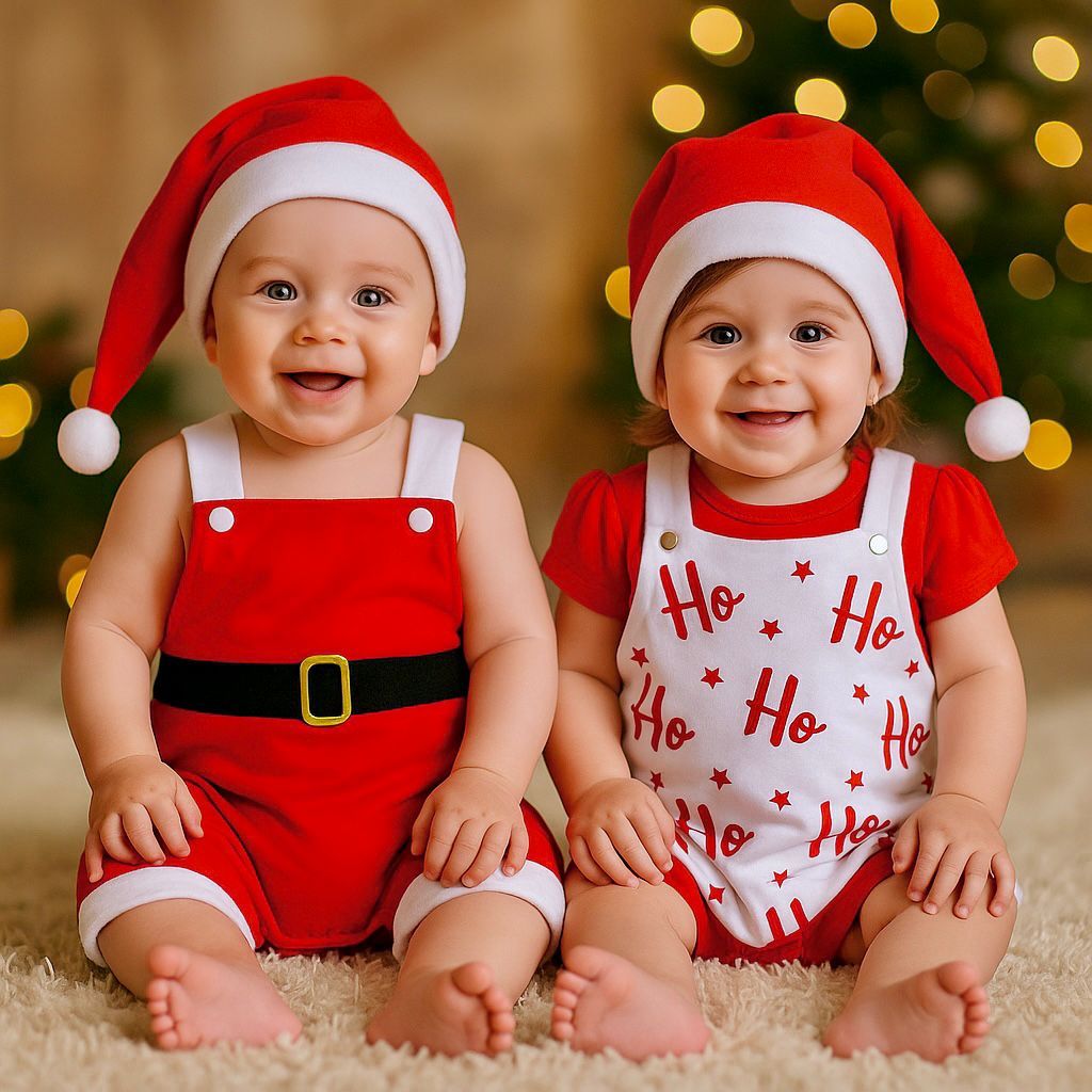 Jardineira Papai Noel Bebê Jardineira de Natal Vestido Mamãe Noel Body Temático Mesversario Roupa Natal Bebê Body Menino
