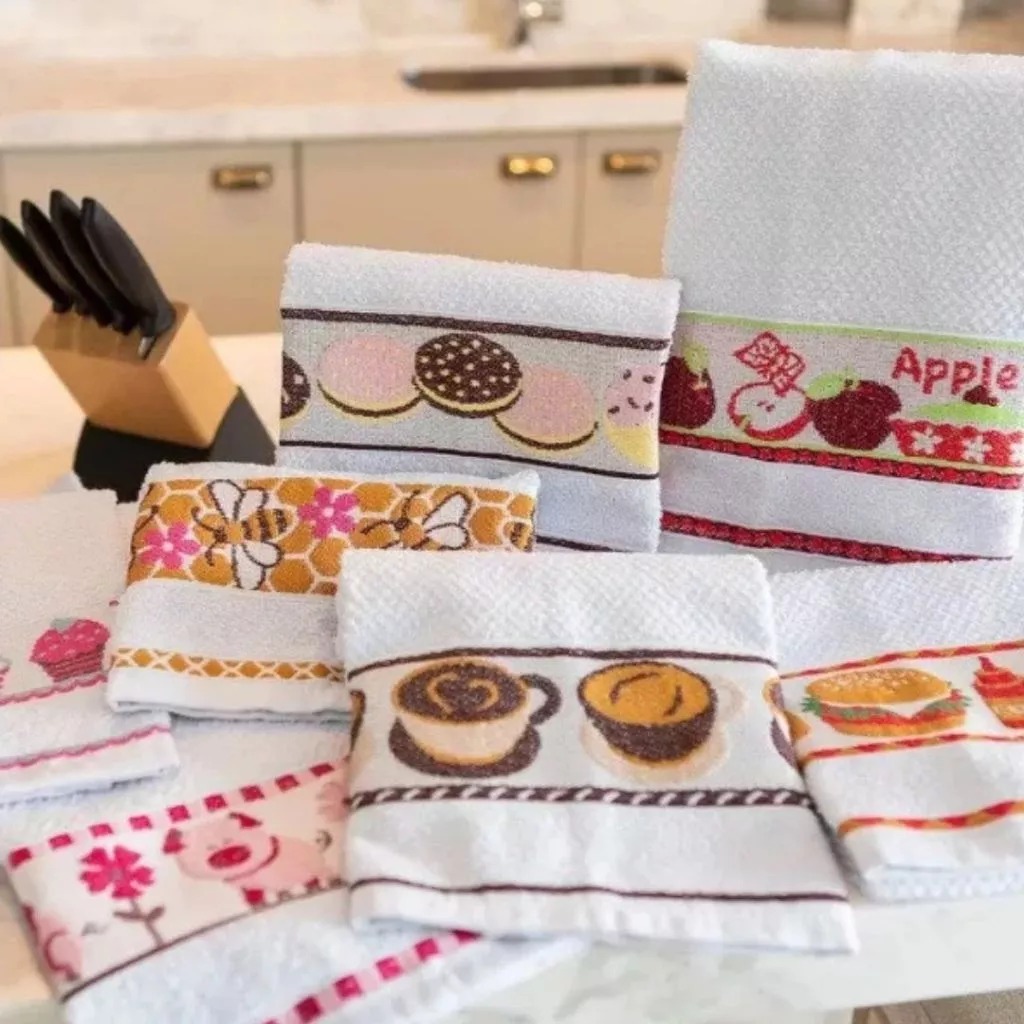 Kit 7 Panos de Prato/Copa Jacquard 100% Algodão 50x70cm | Coleção Kitchen
