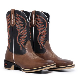 Texana Masculina Jumper Bota Country Texanas Botina Bico Quadrado Cano Medio Bordado Confortavel Txc