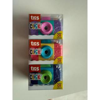 Apontador 3 em 1: Com Depósito, Borracha e Rolinho em formato de câmera – Tris Click em Oferta na Shopee