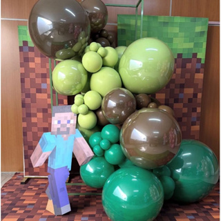Balão de aniversário kit Minecraft 115 balões - Marrom + Verde + pistache para decoração de Festas. em Oferta na Shopee