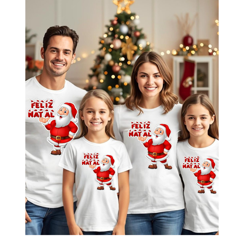 Camisetas de Natal para Família Malha Premium Conforto Alta Qualidade Feliz Natal Papai Noel Festa — imagem 2 de 2