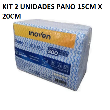 Kit 02 Panos Multiuso Luxo Tipo Perfex 15x20cm Inoven Limpeza Cor Azul 500fls