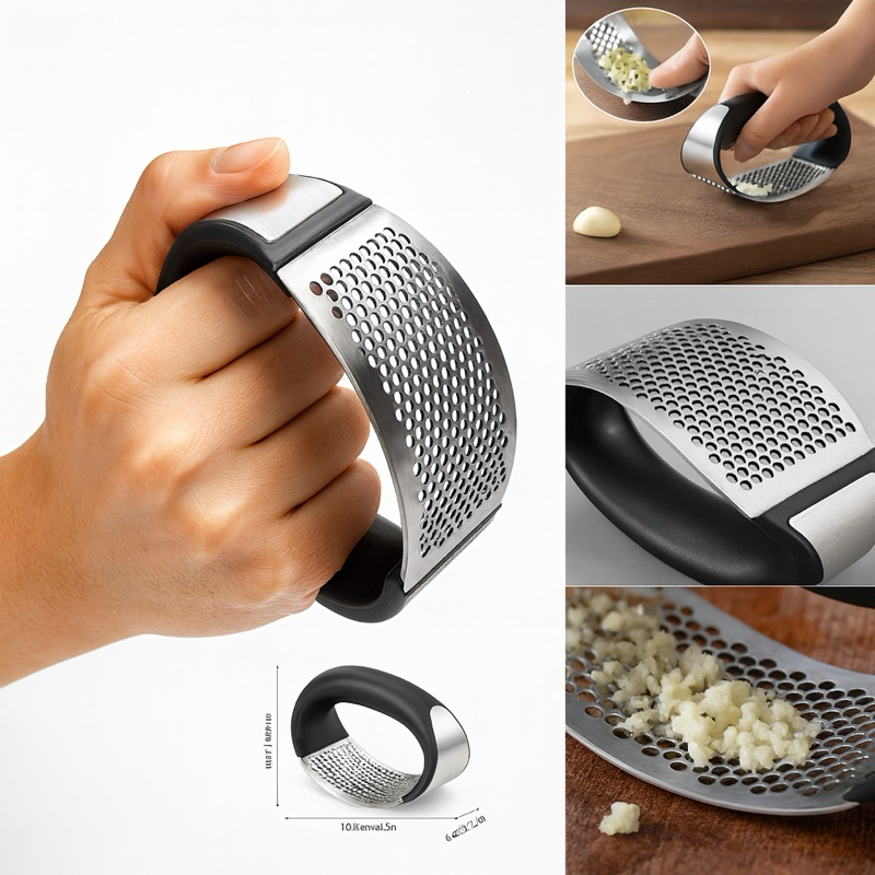 Espremedor Amassador Triturador De Alho Inox Manual Cozinha Achadinhos da Shoppe Casa Baratinho