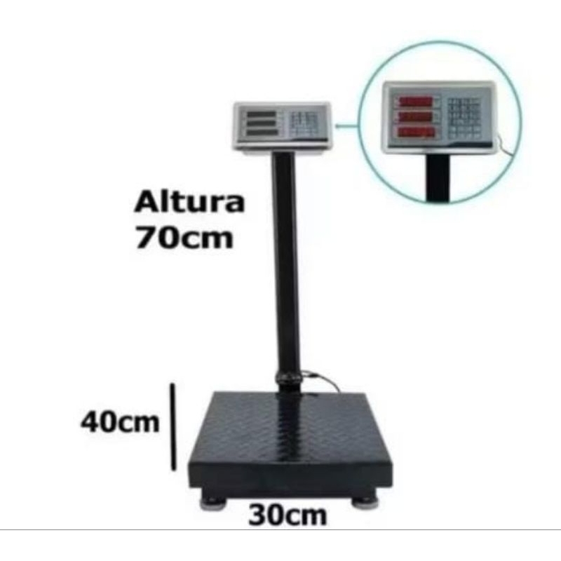 Balança Piso Plataforma 200Kg Base 30X40cm Painel Digital Bivolt 110/220V Bateria Duravel Industrial Comercial