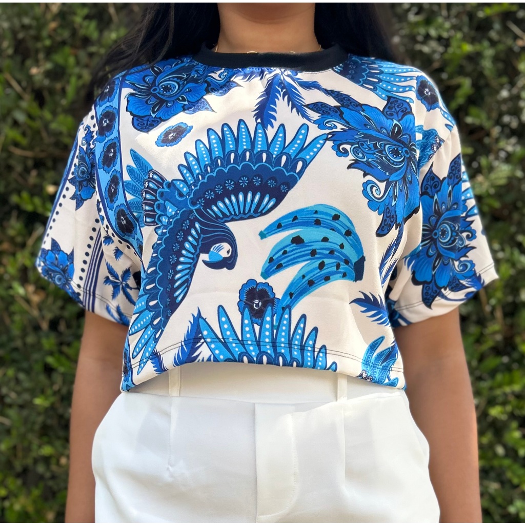 Blusa Cropped Tendencia Oversized Estampado Lançamento Verão em Oferta na Shopee