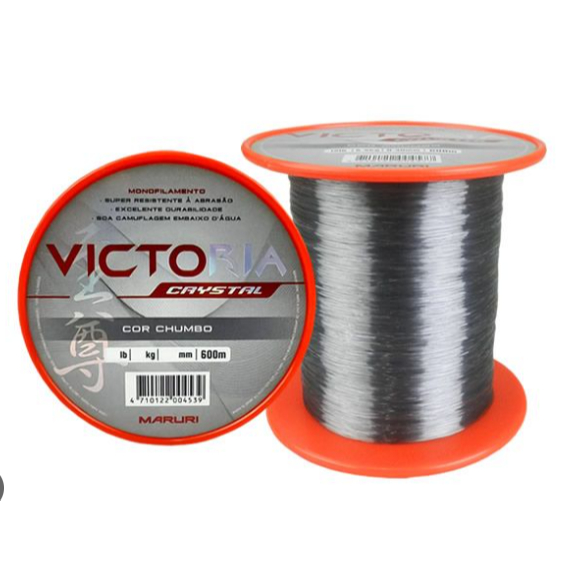 Linha Monofilamento 600m Várias Bitolas Victória Crystal Chumbo Transparente Maruri
