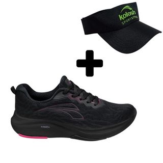 tenis feminino kolosh esportivo marken preto kit com viseira