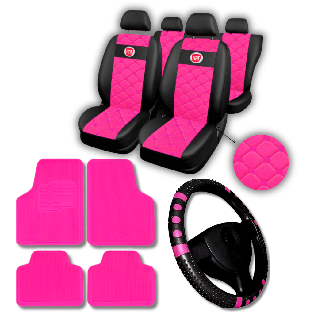 Capa Para Banco de Carro Couro Fiat Palio Uno Siena Punto tapete de carro rosa capa de volante rosa