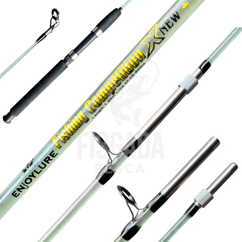 Vara de Pesca Fibra de Vidro Maciça 40/65/100 LBS 2 Partes Pesca Pesada Emenda de Rosca