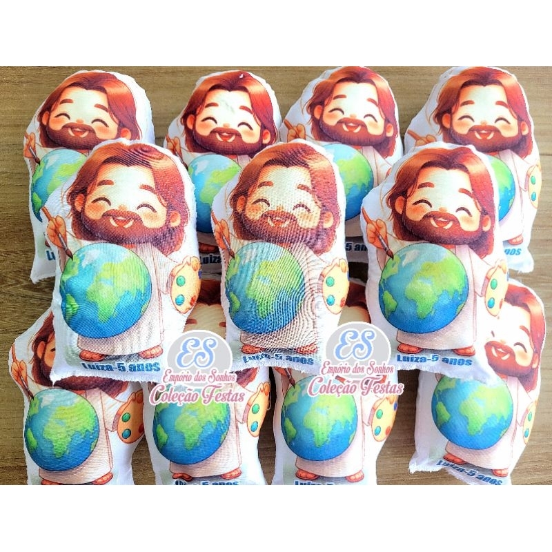 almofada Jesus MAIOR PINTOR DO MUNDO 20cm personalizadas para lembrancinha batizado aniversário