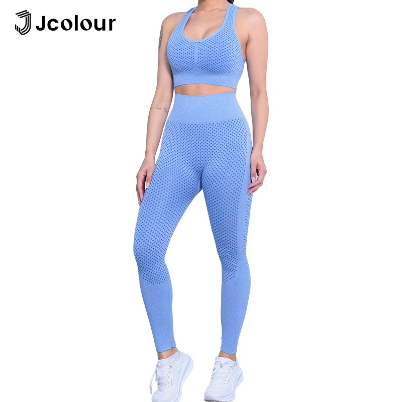 Jcolour Conjunto Esportivo Academia Feminina Top e Legging Cintura Alta Levanta Bumbum