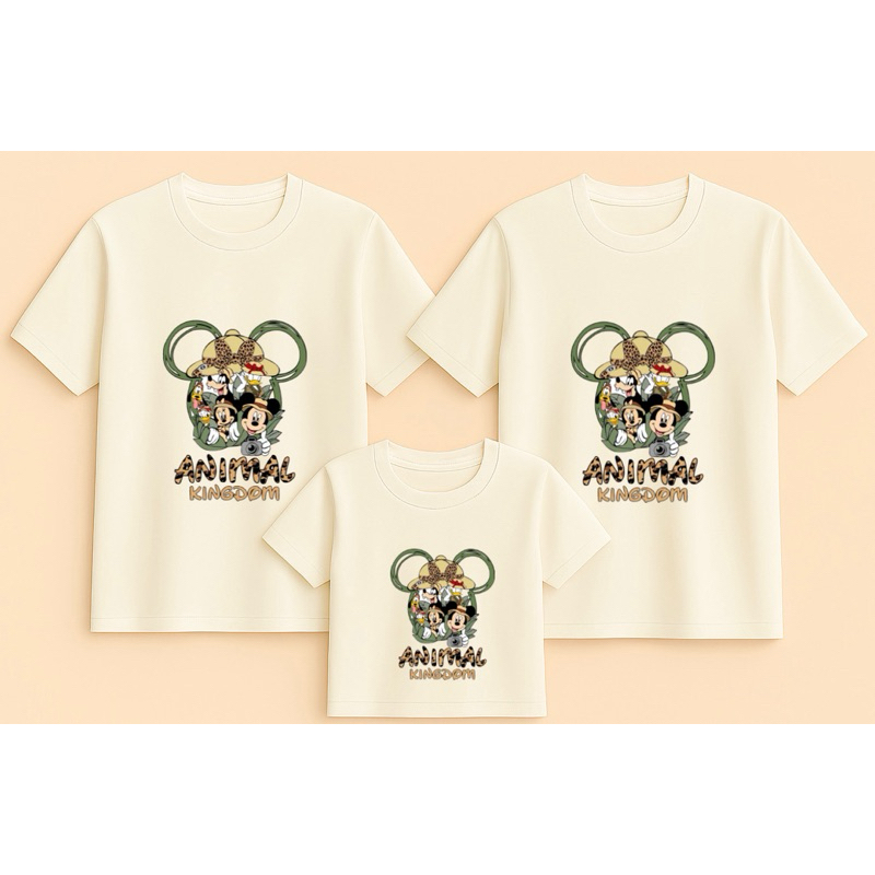 Kit 3 Camisetas Família Unissex Animal Kingdom Safari