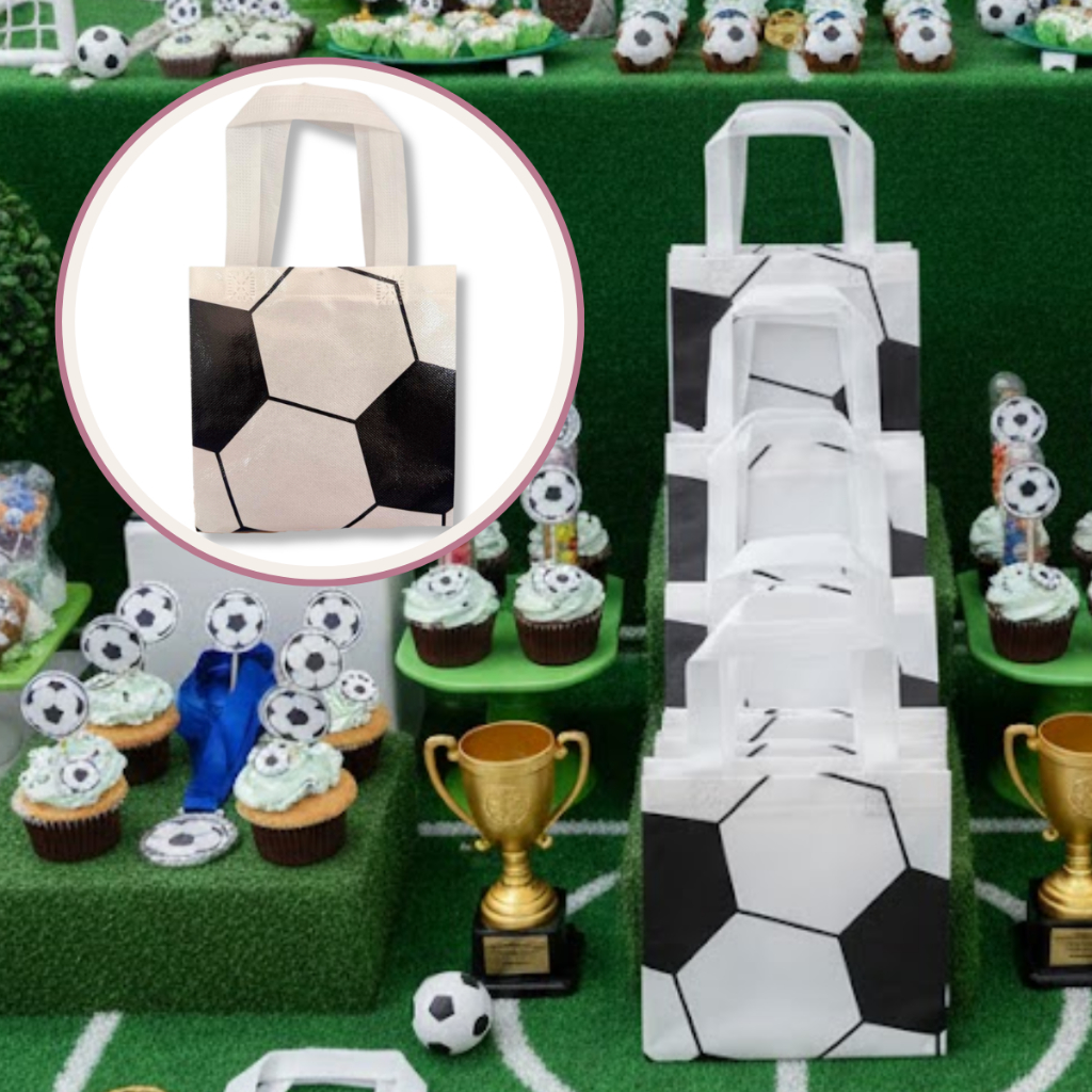 Sacola de Lembrancinha Sacolinha Surpresa Festa Futebol Esporte Time TNT Alça Aniversário Decoração