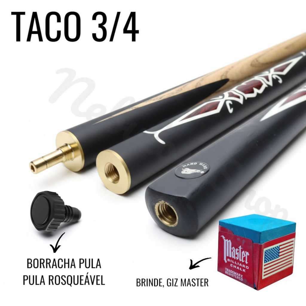 Taco 3/4 Taco de sinuca Taco de bilha Totó Jogo de sinuca + Giz master
