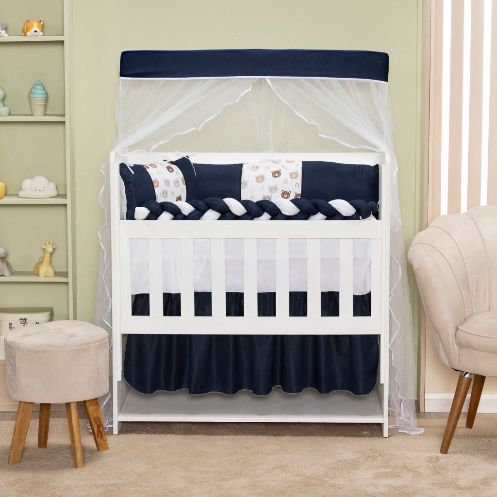 Kit Mini Berço 6 Peças Para Bebê Menino Menina Trança Mini Berço Poliéster Protetor Enxoval em Oferta na Shopee