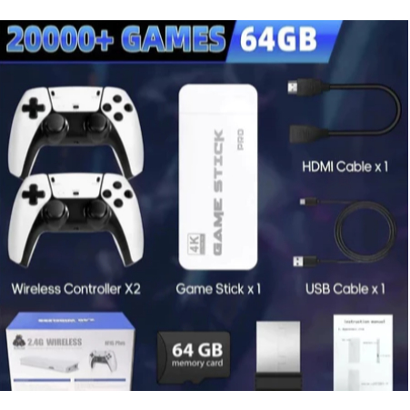 2025 NOVO Vídeo Game Stick M15 Pro 4k 64gb Hdmi Com 2 Controles Se Fio +20mil Jogos_LUIZA em Oferta na Shopee