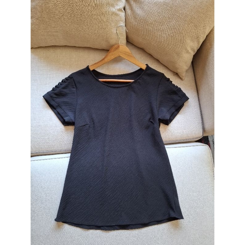 blusa camiseta preta básica crepe Tam. g - postagem imediata