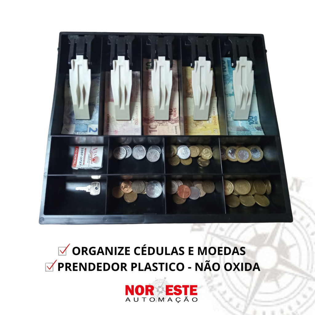 Gaveta De Dinheiro Porta Cédulas e Moedas MG40 prendedor plástico Menno Check-Out