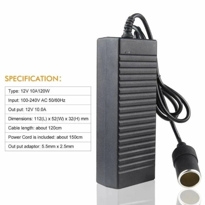 Adaptador Conversor 12v Compressor 10a 120w Tomadas110/220V Bivolt