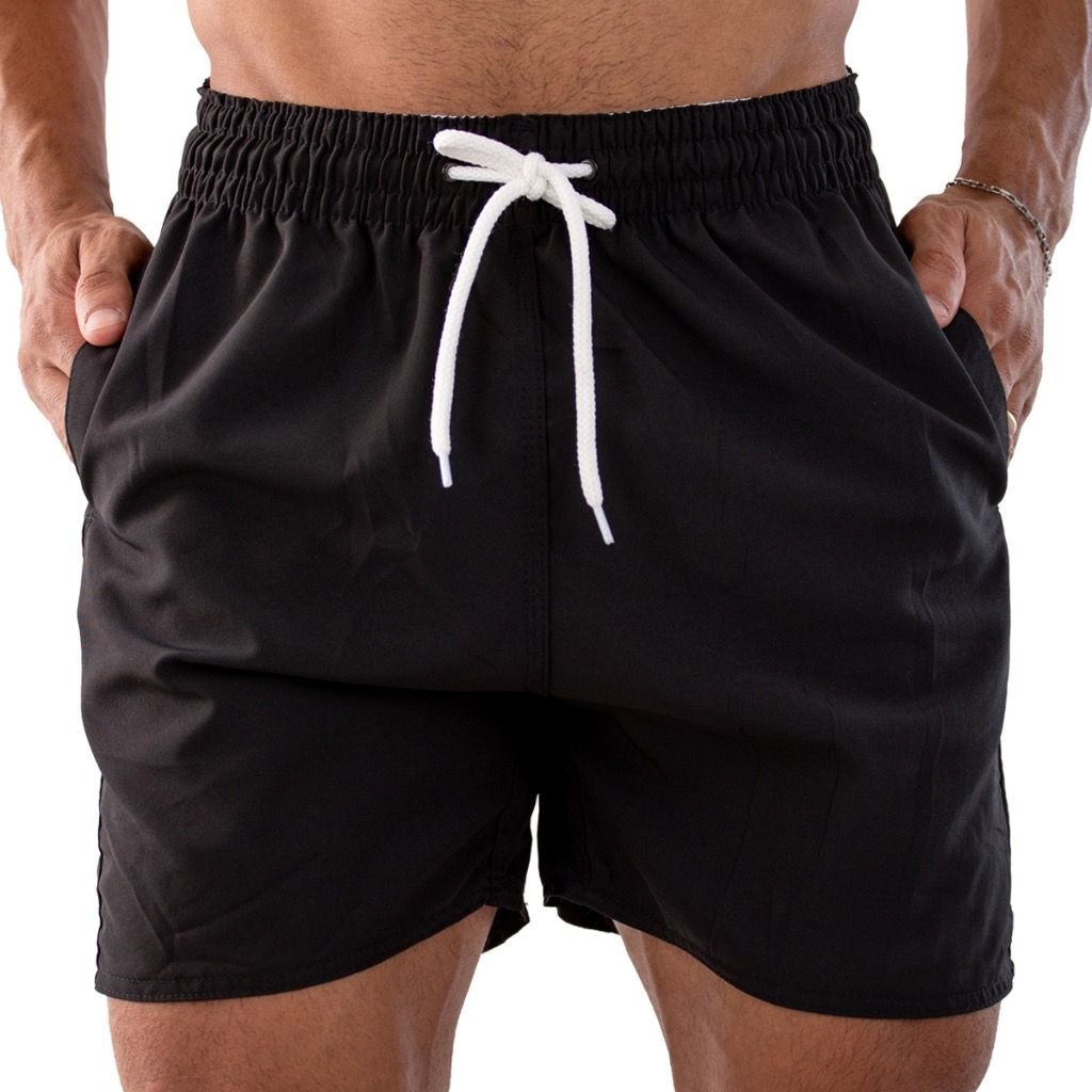 Short Bermuda Masculina Lisa Tactel com Elastano – Básico, Leve e Confortável para Academia, Treino e Praia com 2 Bolsos
