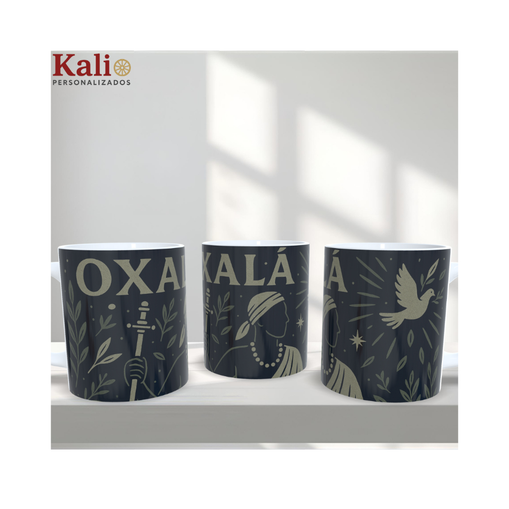 Caneca Oxalá Orixá 325ml • Arte Minimalista Afrobrasileira • Umbanda Candomblé • Kali Personalizados