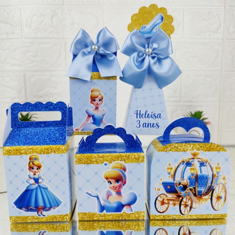 Kit Caixinhas Cinderela IA - Lembrancinhas Personalizadas | Mimos | Kit Festa | Personalizados (PEGUE E MONTE)