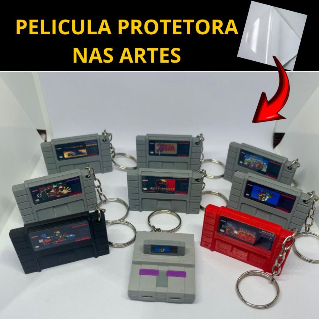Chaveiros Cartuchos Retrô Super Nintendo SNES 3D /Chaveiros em formato de Cartucho do Super Nintendo