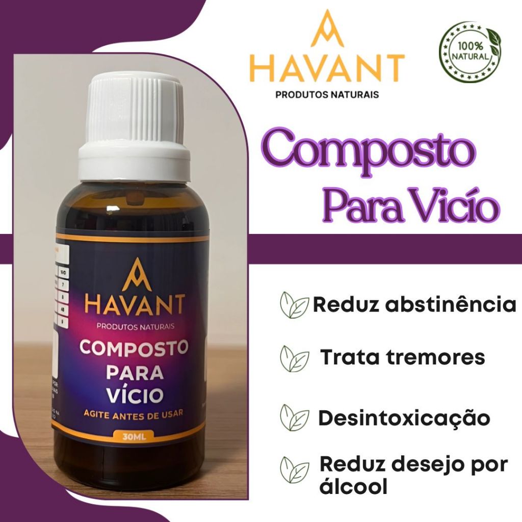 COMPOSTO PARA VÍCIO 30ML HAVANT 100% NATURAL em Oferta na Shopee