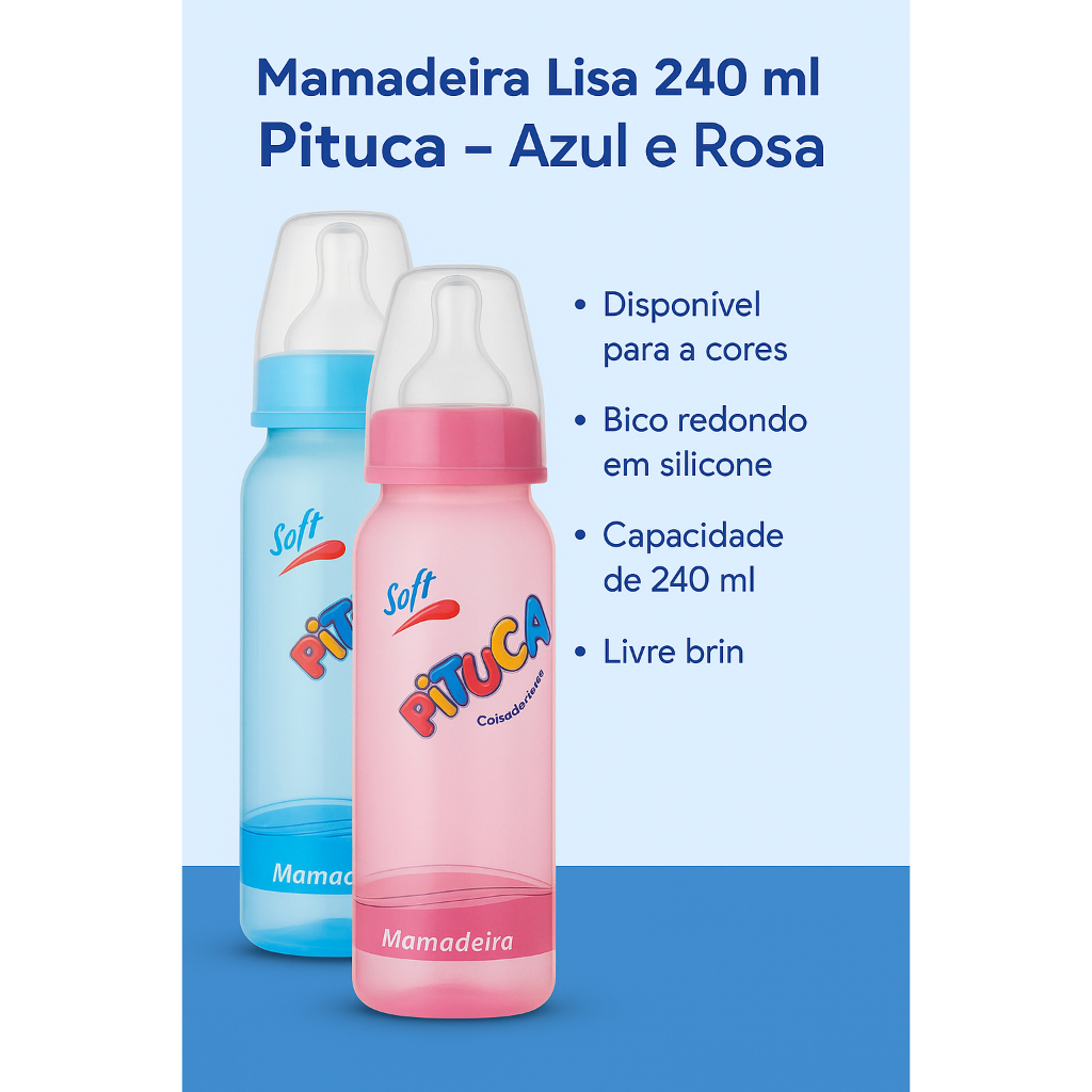 Mamadeira lisa Soft 240ml Color bico redondo