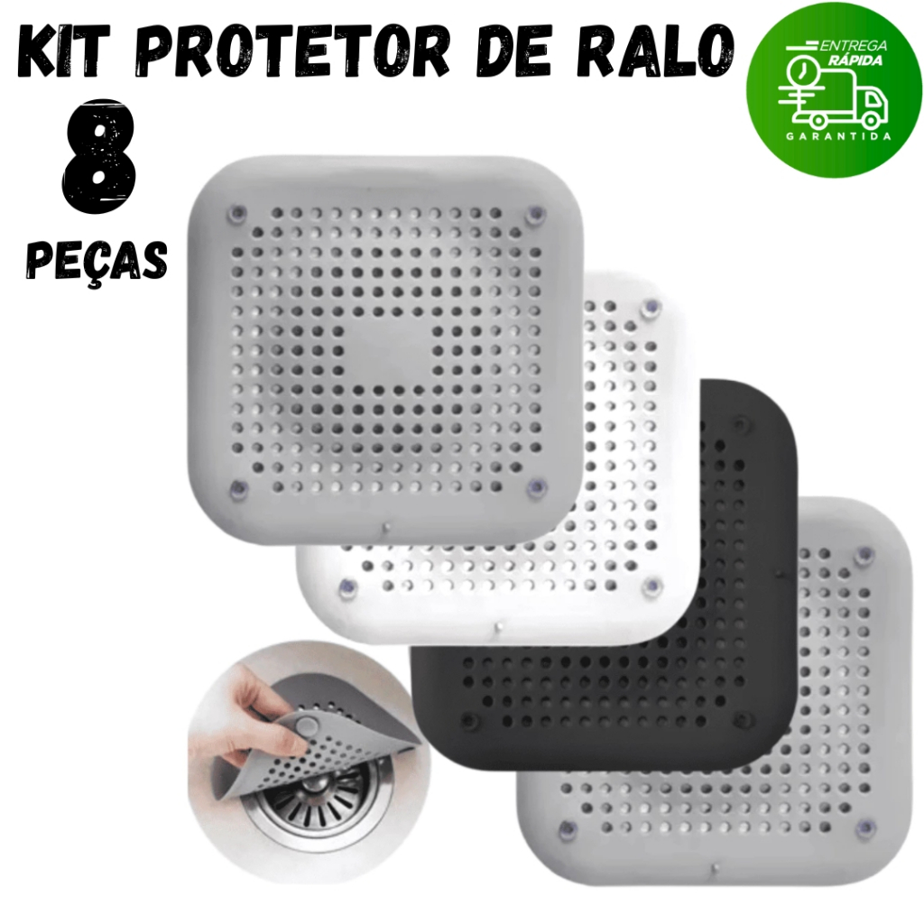 Jogo 8 Protetor Ralo De Silicone Para Banheiro Pia De Cozinha Banheira Lavanderia Anti Inseto