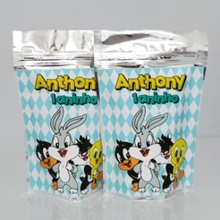 SAQUINHO METALIZADO BABY LOONEY TUNES LEMBRANCINHA PERSONALIZADA PARA FESTA INFANTIL ANIVERSÁRIO