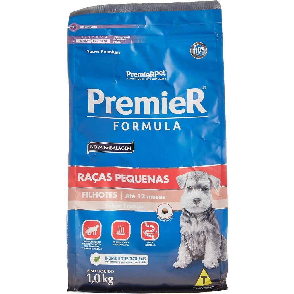 Ração Premier Fórmula para Cães Filhotes de Raças Pequenas Sabor Frango 1kg Premier Pet Raça Filhotes, Sabor Frango