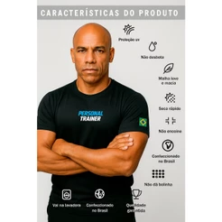 Camiseta Personal Trainer DryfIt Preta Indicado para Treino Luta Corrida Academia