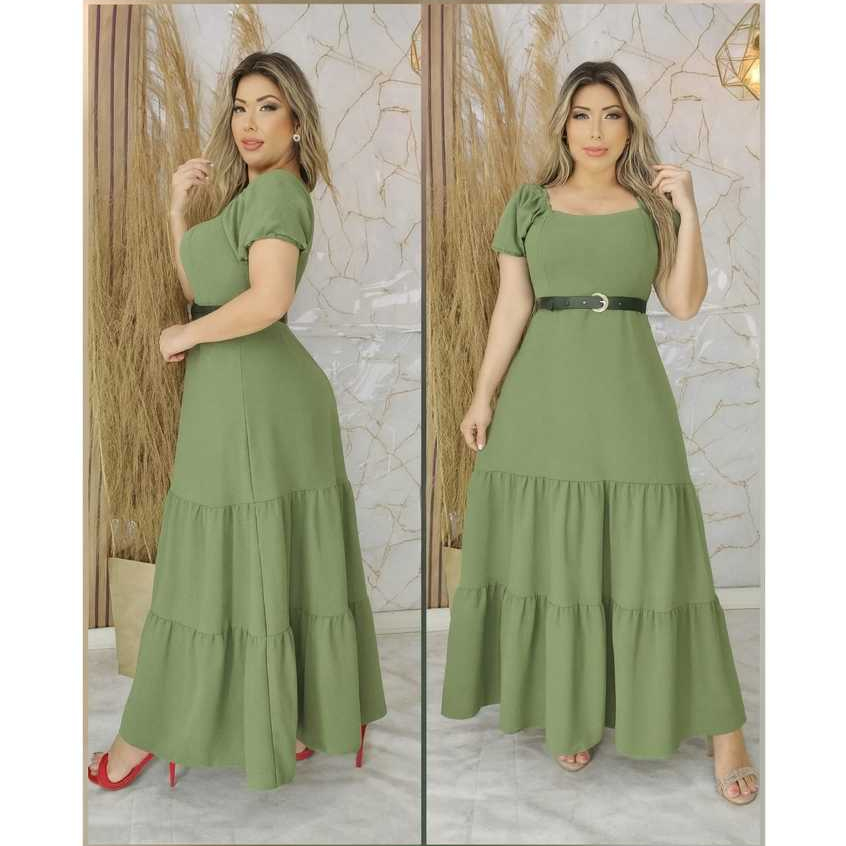 Vestido Longo Evangélico Feminino Comportado para Igreja Dia a Dia Passeio Elegante