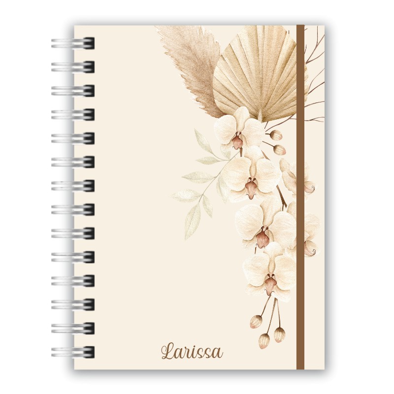 Agenda Personalizada com nome Capa Dura Feminina Floral Sem data Permanente Datada Flores Não datada Caderno Pautado