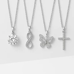 Colar Pingente Cravejado Feminino Aço Inox Cruz, Borboleta, Infinito, Ponto de Luz Delicado Aço Inox