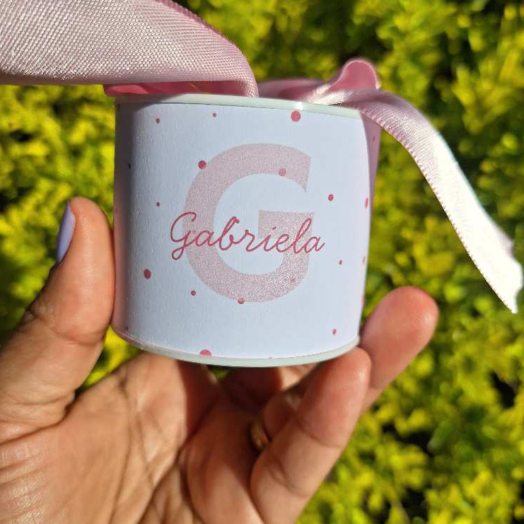 Kit tubolatas personalizadas Poá Rosa 5x6 *Lembrancinha maternidade e Festa infantil*Chás de bebe*ANIVERSARIO *