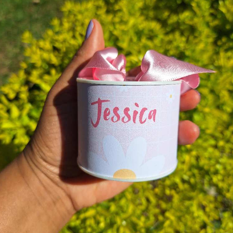 Kit tubolatas personalizadas MARGARIDA 5x6 *Lembrancinha maternidade e Festa infantil*Chá de bebe*Aniversário*