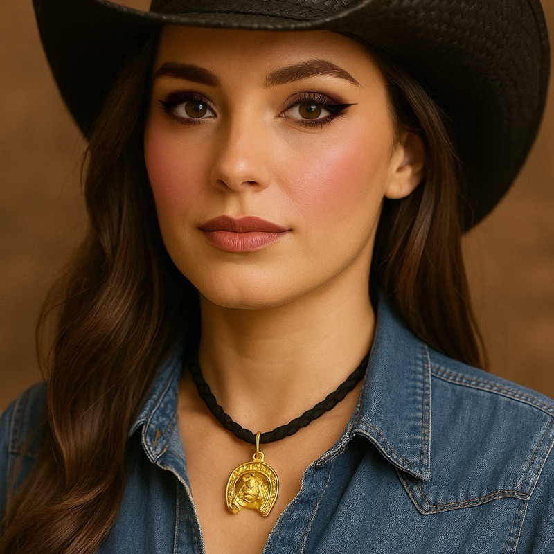 Colar Chocker trançado camurça courinho country sertanejo