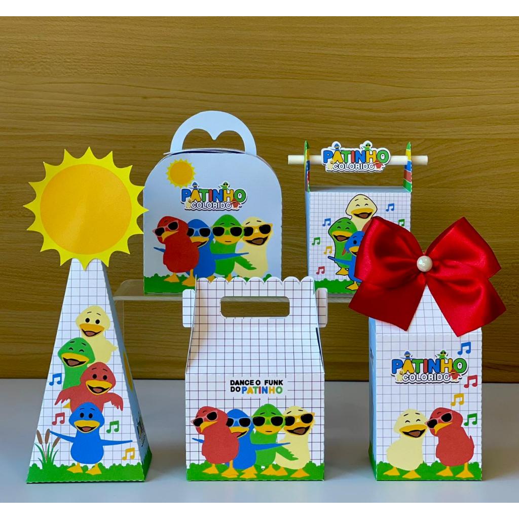 Patinho colorido Kit Personalizado Lembrancinhas para Festa Caixinhas Personalizadas Mêsversário Aniversário