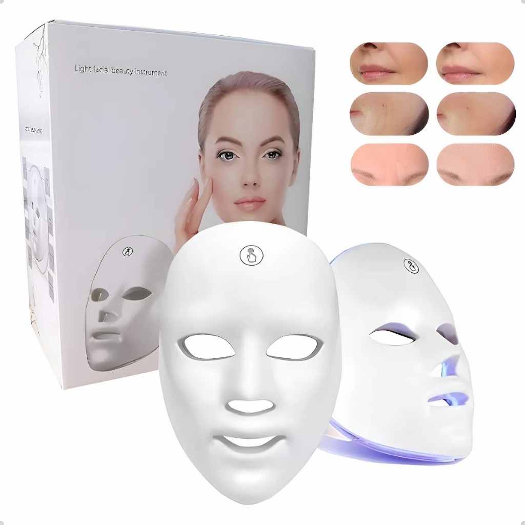 Mascara Led Estetica Facial 7 Cores Tratamento Pele Fototerapia skincare