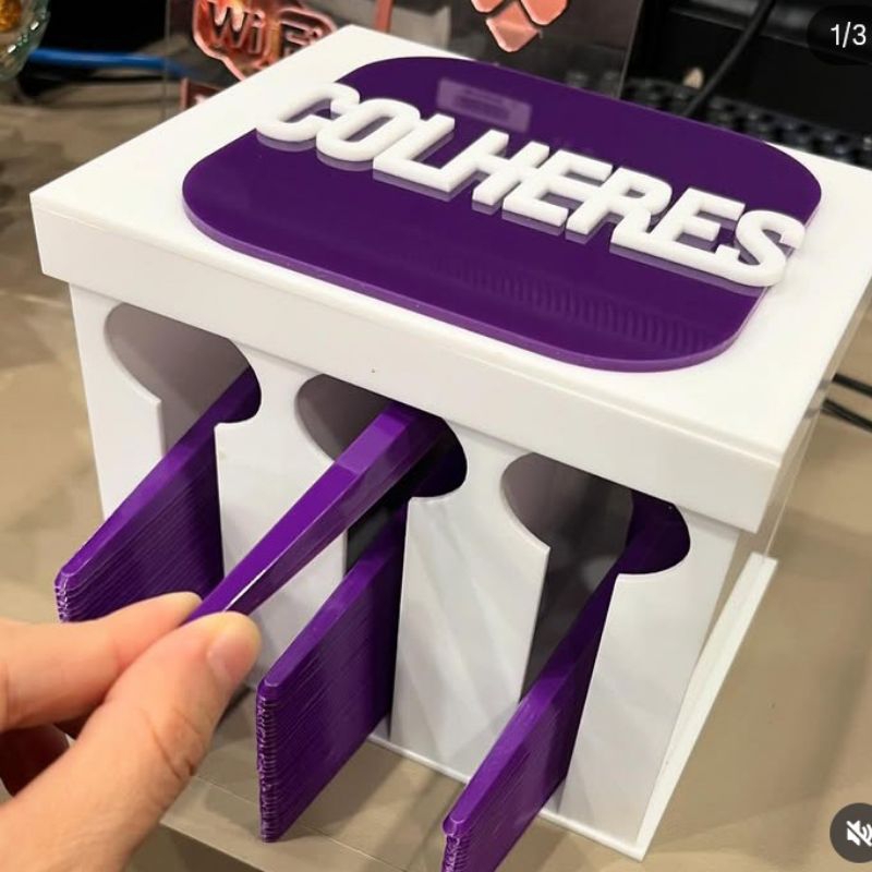 Porta colheres de acrílico para açaiterias e sorveterias 16x12x12 cm em Oferta na Shopee